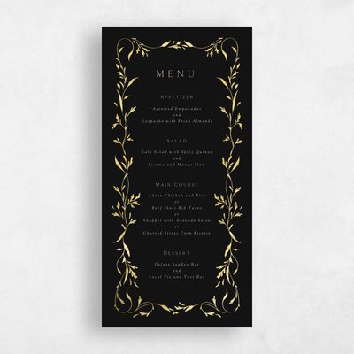 Black Wedding Menu - Clarissa Foil