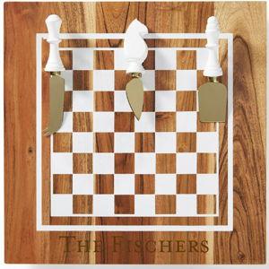 Chess Cheese Board and Knives Set + Engraving