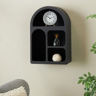 Geometric Wooden Arched 4-Cubby Room Wall Shelf