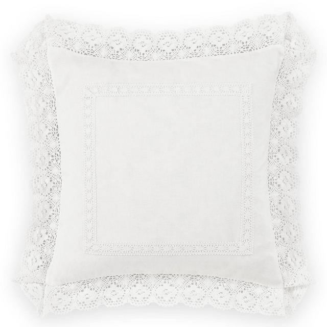 Laura Ashley 18"x18" Annabella Decorative Throw Pillow White: Cotton Fabric, Indoor Square Cushion, Removable Insert