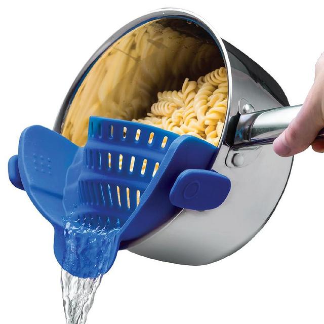 Blue Adjustable Silicone Clip On Strainer