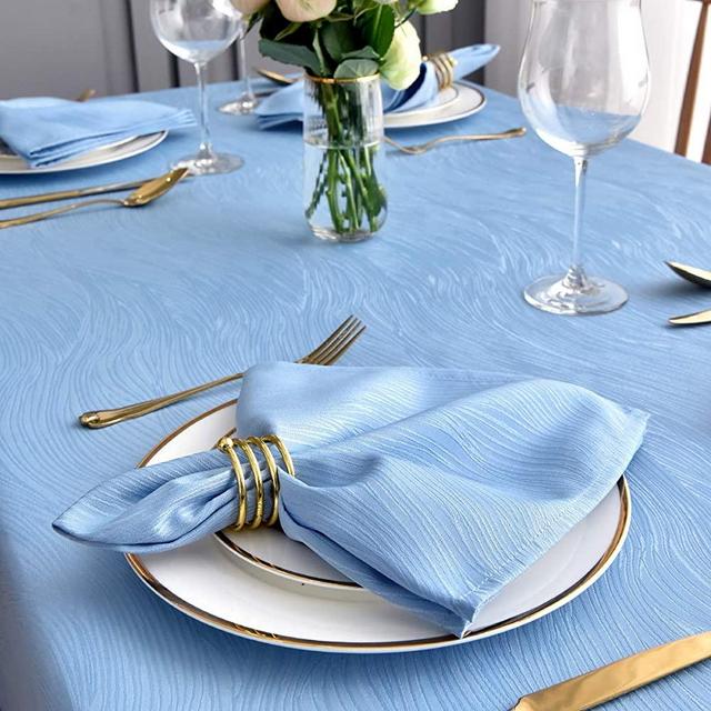 maxmill Jacquard Cloth Napkins 20 x 20 Inch Swirl Pattern Soft Comfortable and Luxury Serviette for Family Dinners Weddings Parties and Banquets Set of 4 Pieces Sky Blue