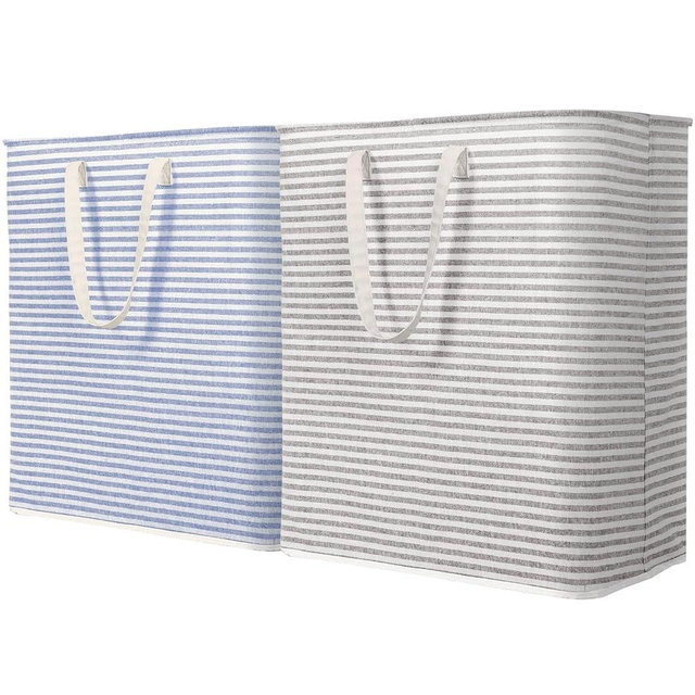 Lifewit 2 Pack Laundry Hamper Large Collapsible Laundry Basket, Freestanding Waterproof Cloth Hamper with Easy Carry Handles in Laundry Room Bedroom Bathroom Dorm for Adult, Grey&Blue, 2 x 100L