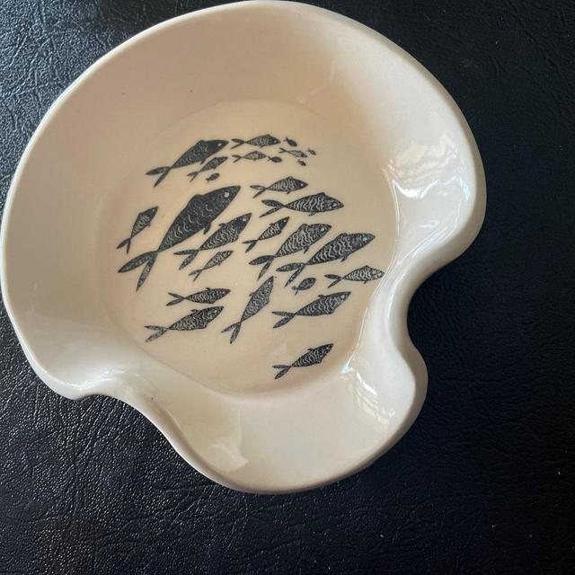 Spoon Rest, Fish, Ladle Rest, Black and White, Lake House, Fisherman