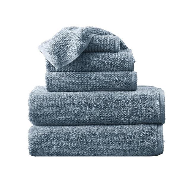 Blue Bath Towels - 100% Cotton 6 Piece Towel Set - 2 Bath Towels, 2 Hand Towels, 2 Washcloths - Absorbent, Quick-Drying, Durable Towel for Bathroom Decor - Low-Twist, Two-Ply Fibers (Chambrey Blue)
