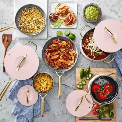 Member's Mark 11-Piece Modern Ceramic Cookware Set (Cream color)