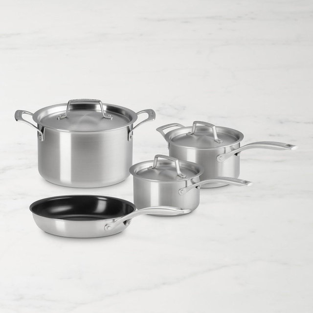 Le Creuset Essential Stainless-Steel Mixed Material 7-Piece Cookware Set