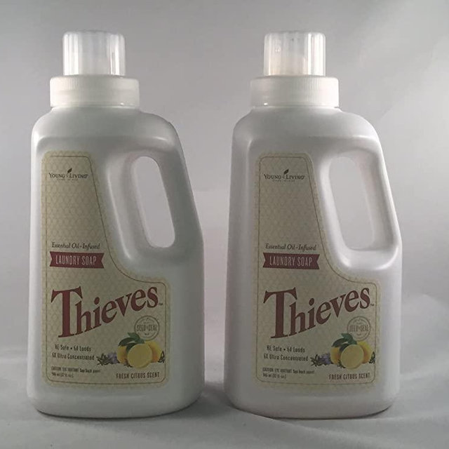 Thieves Essential Oil-Infused 6x Ultra Concentrated Laundry Soap ( 2 pack) Fresh Citrus Scent 32 fl. oz (946 ml) by Young Living