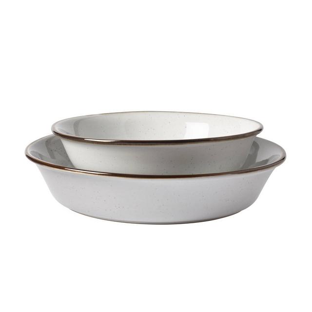 2pc Stoneware Geneva Shallow Nesting Bowls - Tabletops Gallery