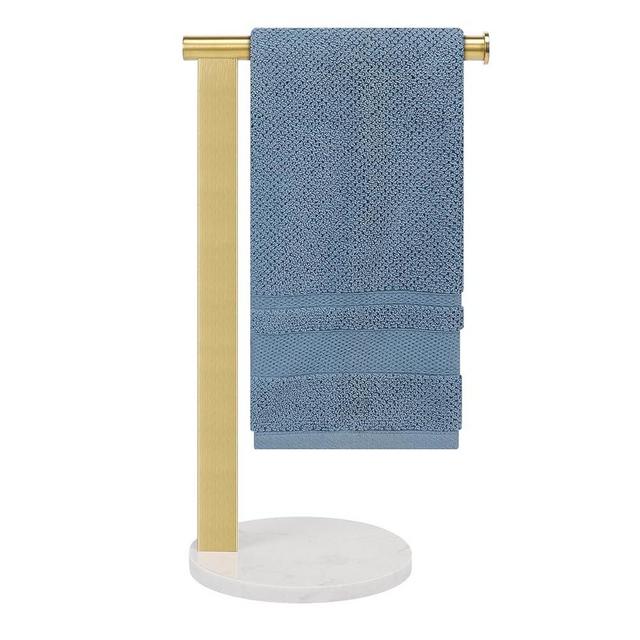 Winmien Stainless Steel L-Shaped Hand Towel Holder, SUS304 Bathroom Towel Rack with Thickened Base for Countertop Vanity (Gold)