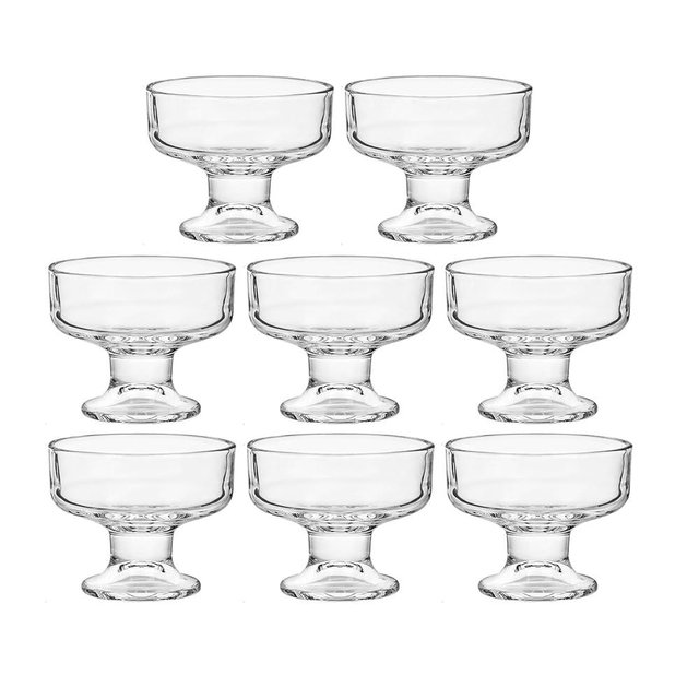 DNIENKGE 8 Pack Glass Ice Cream Cups,Glass Dessert Bowls,7oz Mixed Drinks Cups for Drinks,Dessert,Nuts,Fruit, Pudding,Snack,Cocktail Party (8)