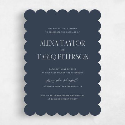 Blue Scalloped Wedding Invitation - Roberts Portrait