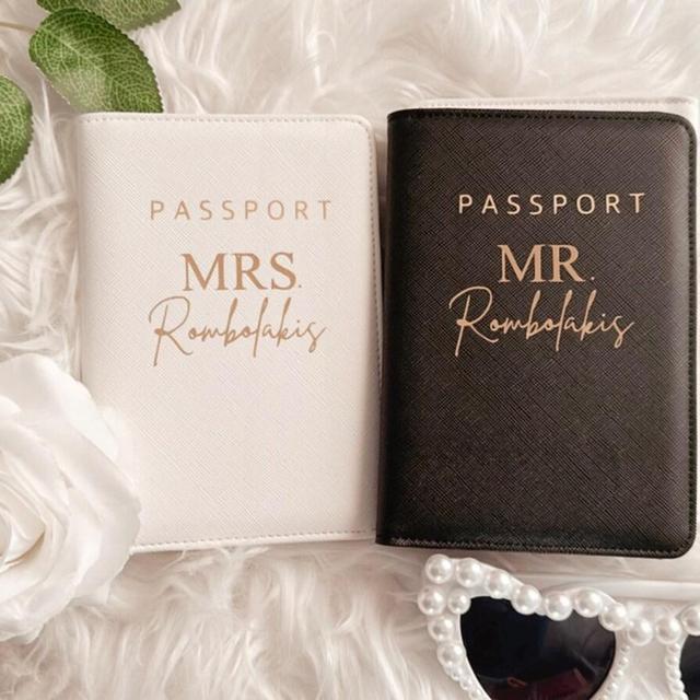 Bride & Groom Custom Wedding Gift, Personalized Romantic Passport Cover, Novelty Engagement Newlywed Anniversary Present for Outdoor Lovers