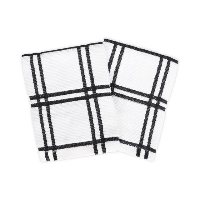 KitchenSmart® Colors Plaid Dish Cloths in Black (Set of 2)