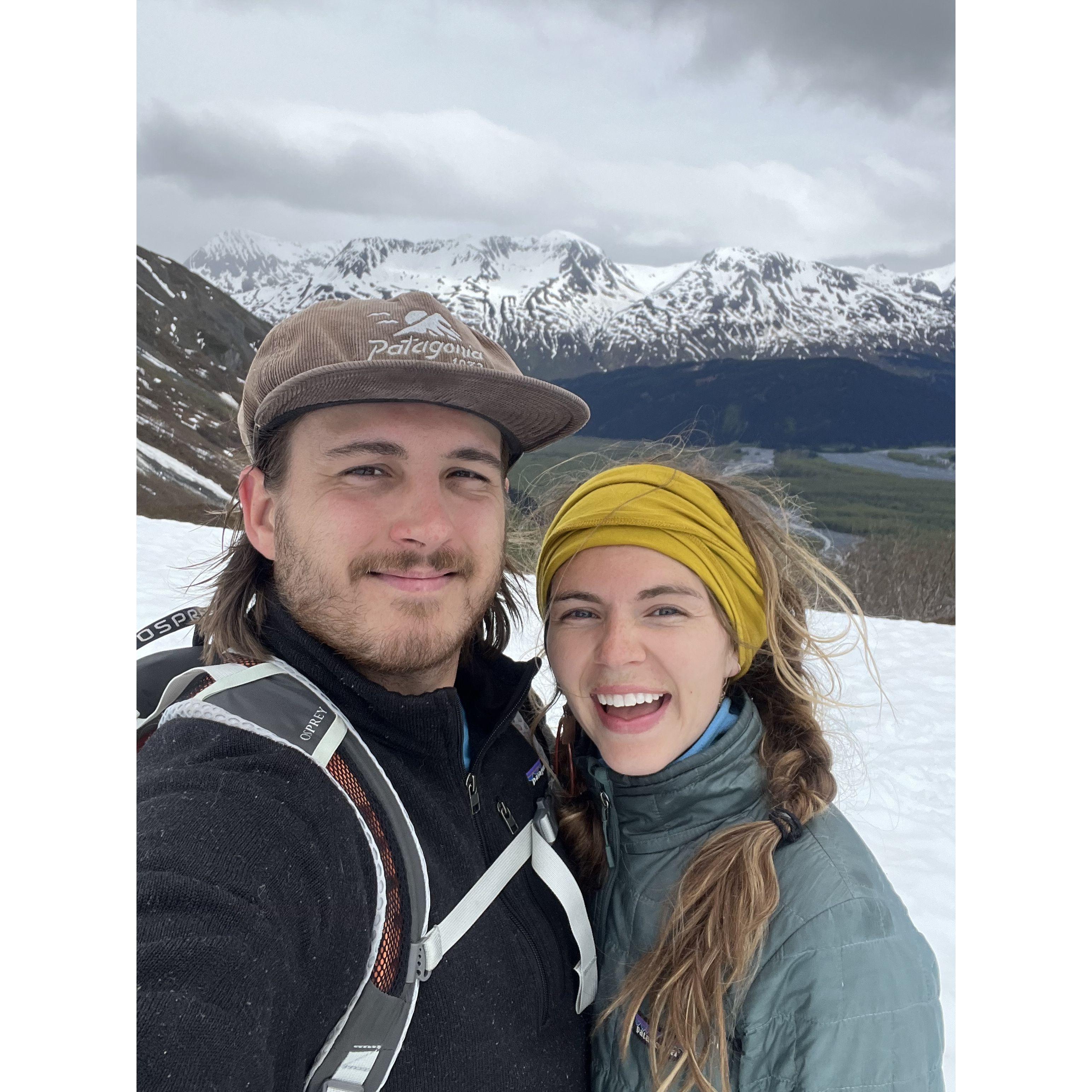 Camping in Alaska! This was hiking Harding Icefield Trail.