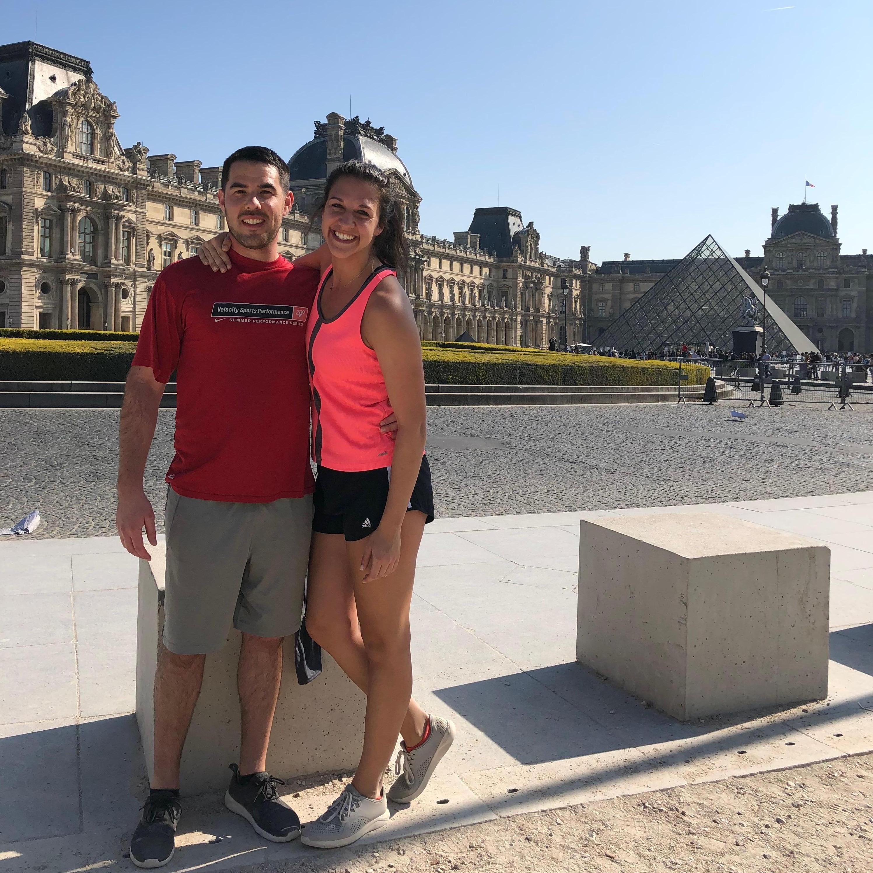 Running around the Louvre in our workout gear- haha so stylish. #We'reathletes