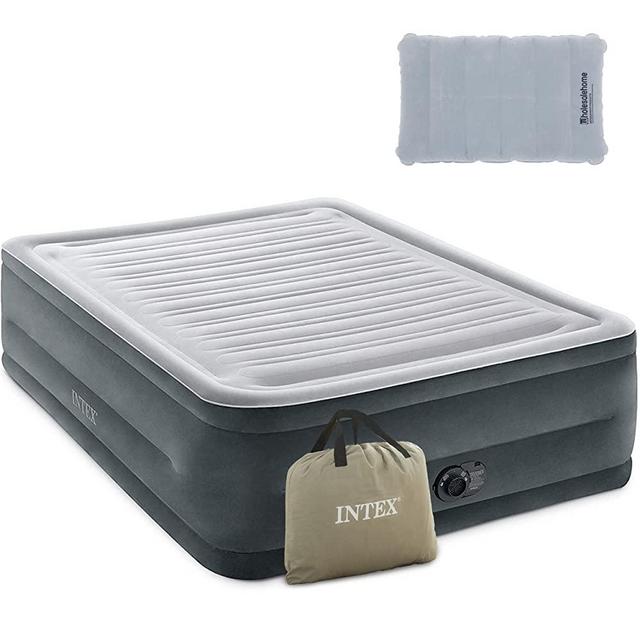 Intex Queen Air Mattress with Built in Pump, 22" Inflatable Mattress air Bed, Dura-Beam Comfort Plush Blow Up Mattress, Inflatable Pillow for Camping, Travel and Home Included