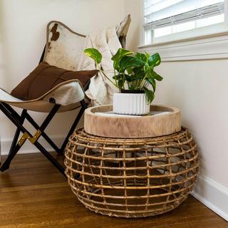 Round Bamboo Side Table