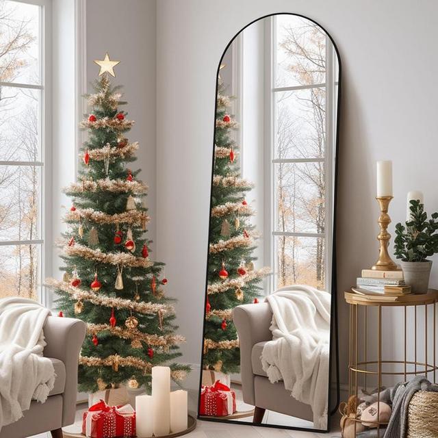 Anpark Black Arched Mirror Full Length with Stand 18" x 58" Full Body Dressing Mirror for Wall Standing Floor Mirror for Bedroom Wall Mounted Mirror for Living Room Home Decor