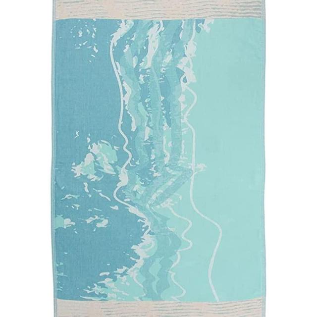 Sand Cloud Large Turkish Beach Towel - Sand Free - Fast Drying -100% Certified Organic Turkish Cotton Yarn - Great for Beach Bath or as a Blanket - As Seen on Shark Tank - Waves Towel