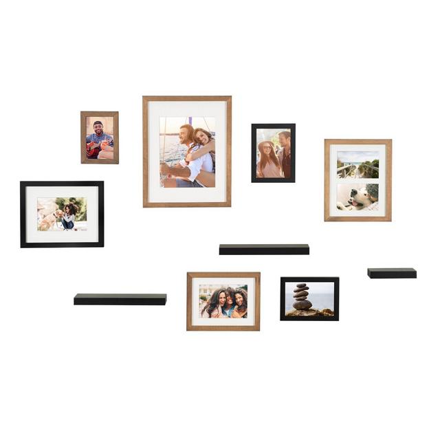 10pc Gallery Frame Box Set Rustic Brown/Black - Kate & Laurel All Things Decor