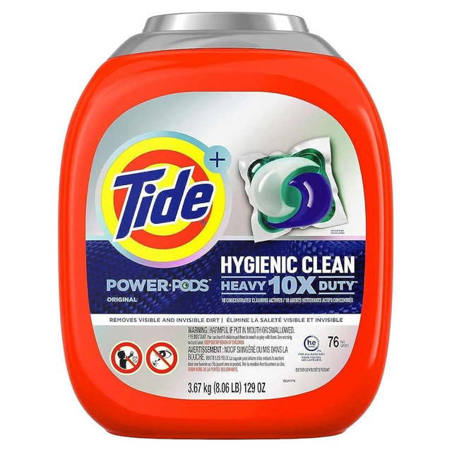 Tide Pods 76 pacs, Heavy Duty 10 X Power Pods, Hygienic Clean High efficiency (he) Laundry Detergent, 3.48kg/7.62 lb/122 oz