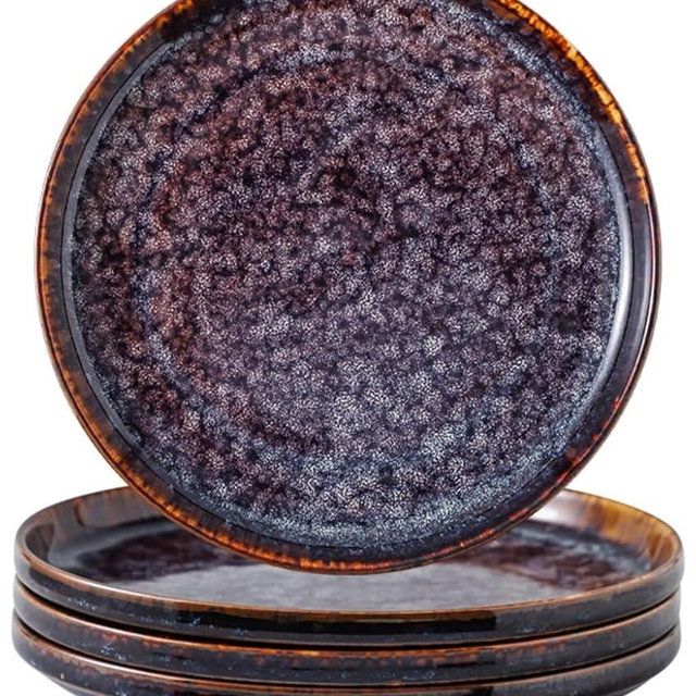 KYBSCZ Ceramic dinner plates set of 4, Dessert plates & Salad plates for party and wedding, Microwave safe porcelain plates set, 8 Inch