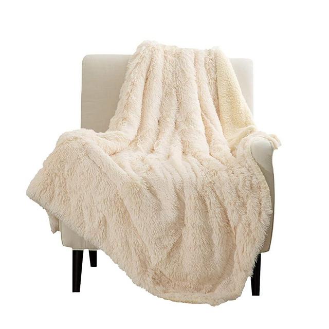 Bedsure Faux Fur Throw Blanket Cream - Fuzzy Fluffy Super Soft Furry Plush Decorative Comfy Shag Thick Sherpa Shaggy Throws and Blankets Couch, Sofa, Bed, 50x60 inches