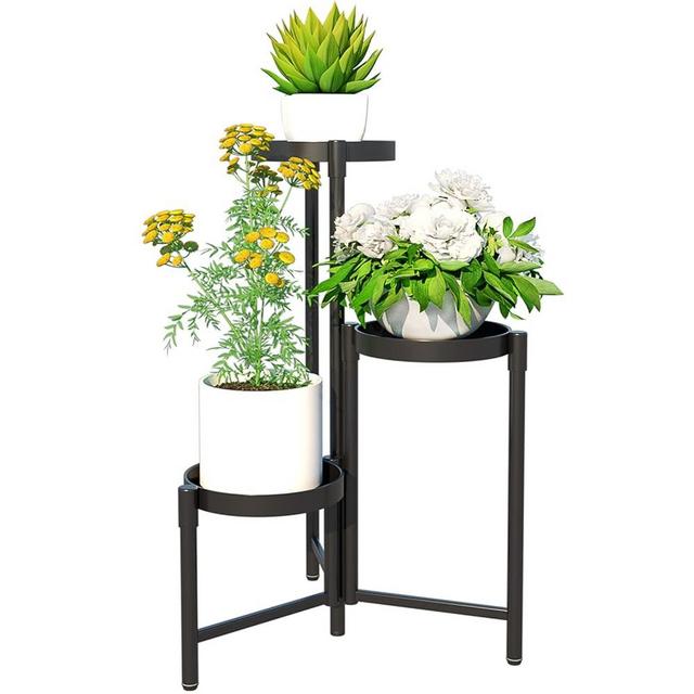 Metal Plant Stand Shelf for Indoor Outdoor Plants Multiple, 3 Tier Tall Tiered Flower Pot Holder Stands for Corner, Vertical Plant Rack Planter Shelves Organizer Decoration for Patio, Living Room, Balcony, Black (3 Tier)