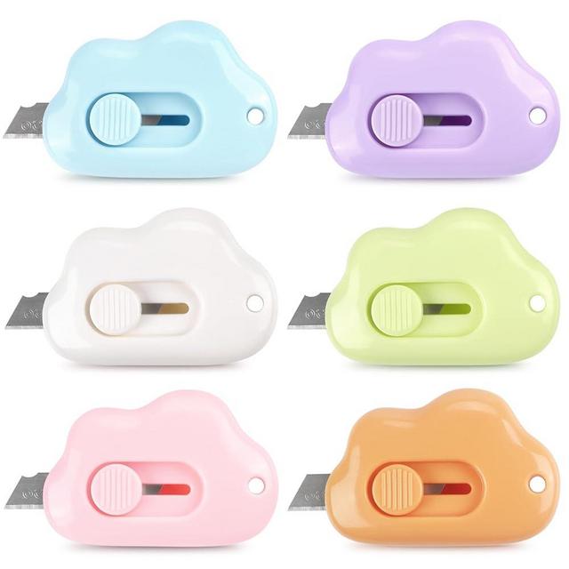 Tamaki Mini Box Cutter Cloud Retractable Letter Opener Envelope Slitter, Package Opener for Envelope Mail Letter Box Paper DIY Projects, 6 Pack