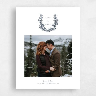 Grayed Navy, White Wedding Save the Date - Vienna Photo
