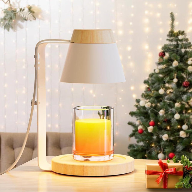 WOLDFY Candle Warmer Lamp with Timer, Stepless Dimmable Candle Lamp Warmer, Electric Candle Warmer Adjustable Height, Wax Warmer for Scented Wax with 2 Bulbs, for Festival&Home Decor (White Mini)