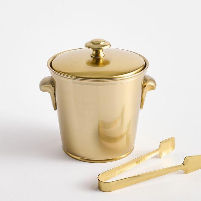 Harrison Ice Bucket With Tongs - Gold