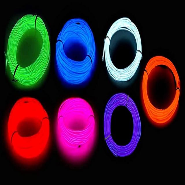 Muchenxi 7 Pack Neon Wire，El Wire Lights 9ft Kits Battery Pack for Halloween Christmas Parties DIY..., White
