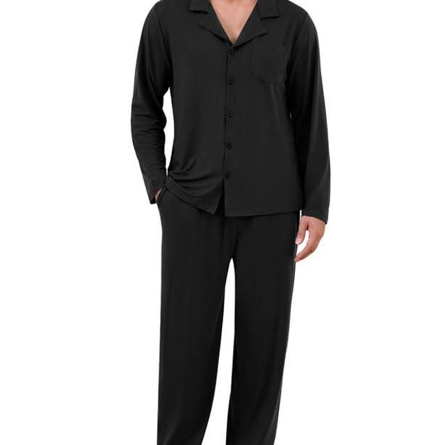 Marvmys Mens Pajama Set Soft Button Down Pajamas Long Sleeve Pjs Sleepwear Loungwear Comfy Sleep Sets with Pockets S-3XL
