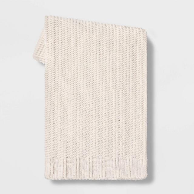 50"x60" Chenille Knit Throw Blanket Cream - Threshold™