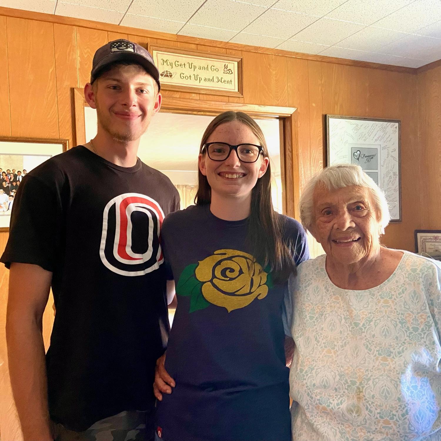 August 2023 - Us with Lauren's great grandma for her 100th birthday!
