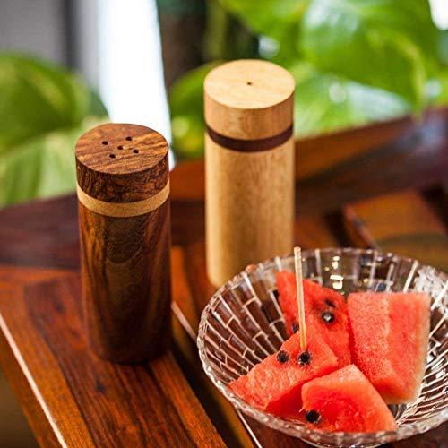 Frescorr - Exclusive Wooden Elegant Salt & Pepper Shaker in Brown - Salt and Pepper Mixer Table Top Dinning Table Accessories (SET of 2)