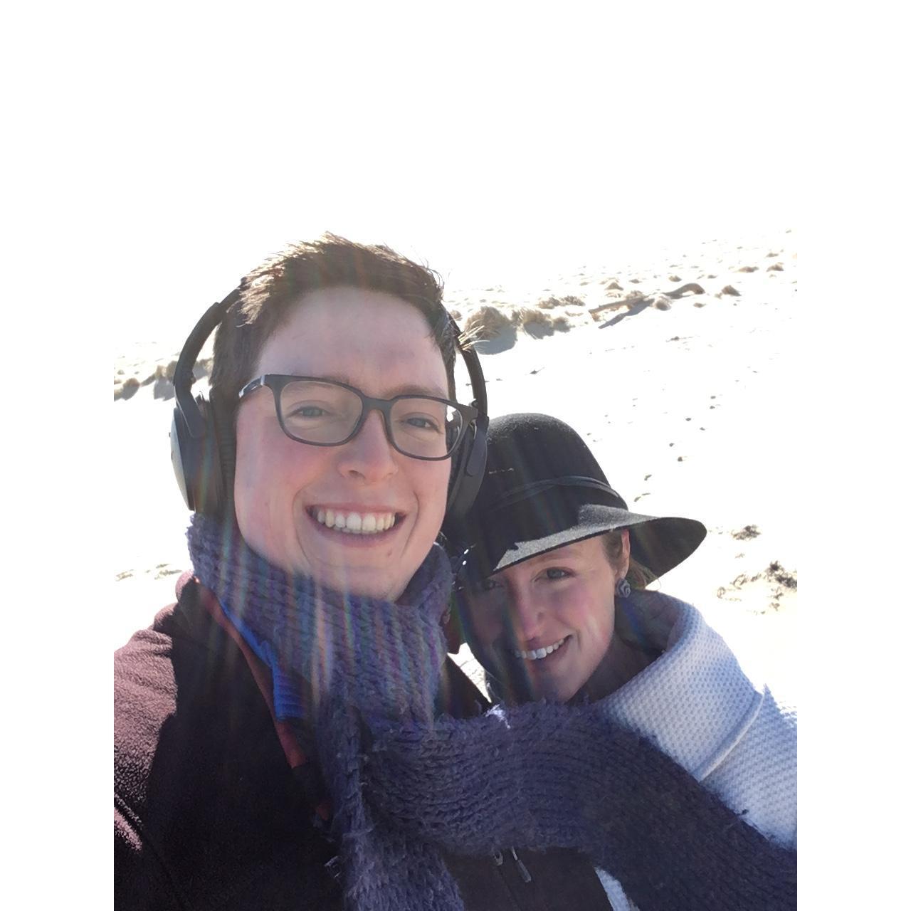 Winter on the Cape is an especially good time. (Although Arthur sometimes needs to use his headphones as earmuffs, and Hannah needs Arthur to be her windbreak.)