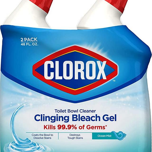 Clorox Toilet Bowl Cleaner, Clinging Bleach Gel, Ocean Mist - 24 Ounces - Pack of 2 (Package May Vary)