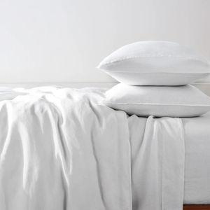 Washed European Linen Duvet Set in White, King