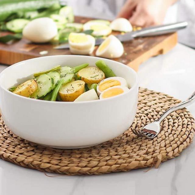 (2 Packs) DOWAN 1.5 Quarts Porcelain Serving Bowl Set, Soup and Salad Bowls, White
