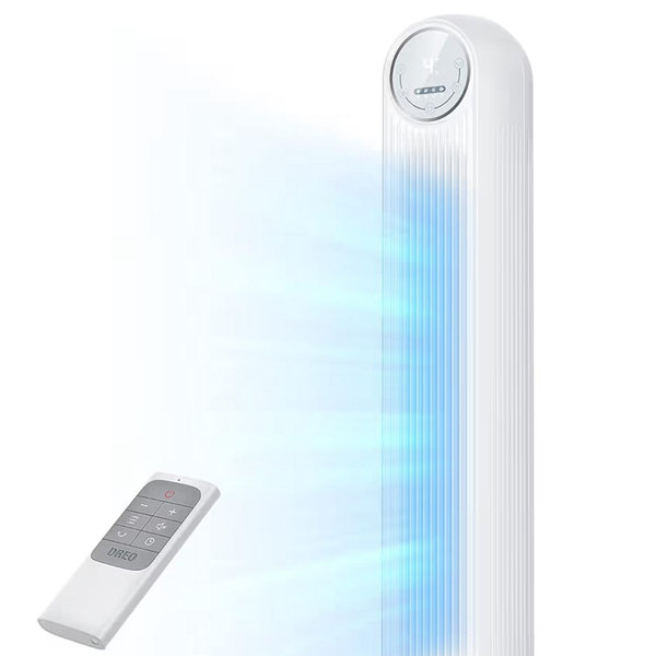 DREO Tower Fan for Bedroom, 25ft/s Velocity Quiet Floor Fan, 90° Oscillating Fans for Indoors with 4 Speeds, 4 Modes, 8H Timer, Standing Fans, Bladeless Fan, White (DR-HTF007)