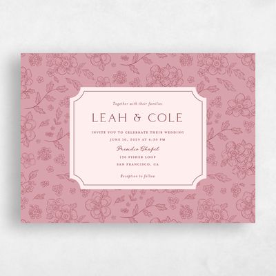 Dusty Pink Wedding Invitation - Selindra Landscape