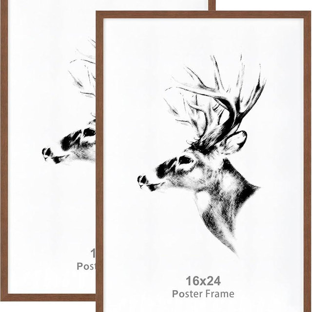 Yaetm 16x24 Picture Frames Set of 2, Walnut Brown, Solid Wood Frame 16 x 24 Frame for Gallery Wall, Photos, Posters & Art Prints, Wall Mount (2 pack, Walnut)