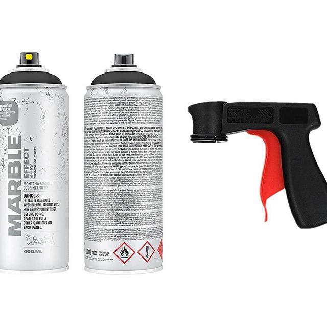 400 ml Marble Color, Black Spray Paint, 1-Pack & Instant Aerosol Trigger Handle, 1-Pack
