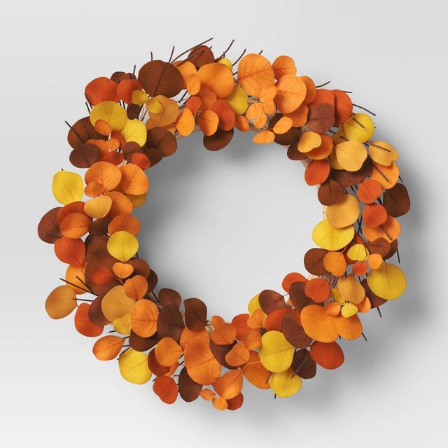 21" Artificial Eucalyptus Wreath Orange - Threshold™