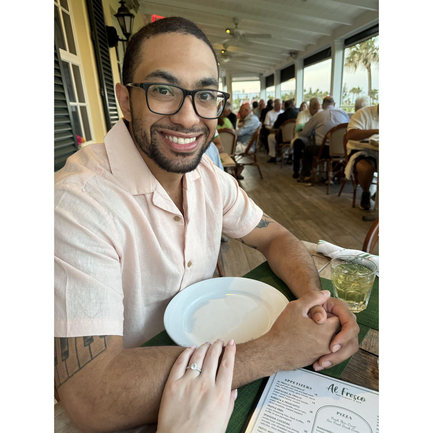 May 24, 2024: We went out on a date to celebrate our engagement. It was completely spontaneous and lead us to one of our favorite restaurants, Al Fresco.