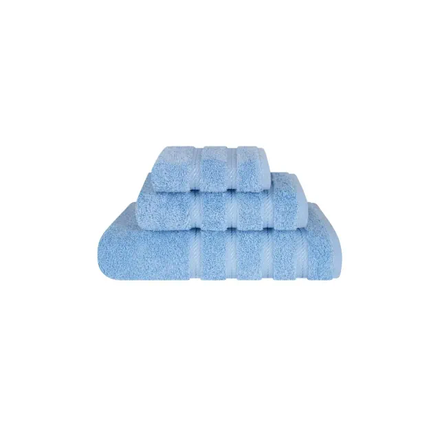 American Soft Linen 3 Piece Towel Set, 100% Cotton Bath Towels for Bathroom, Sky