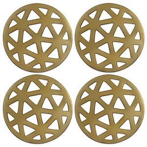 Thirstystone® Round Geometric Coaster in Gold